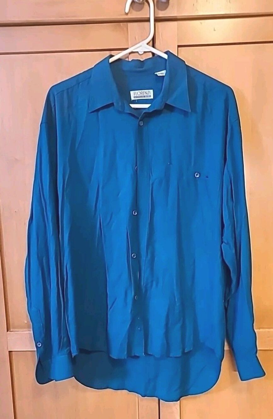 FLORENZI  ULTIMATE SHIRT MEN'S *M* Big And Tall Size TEAL Y2K